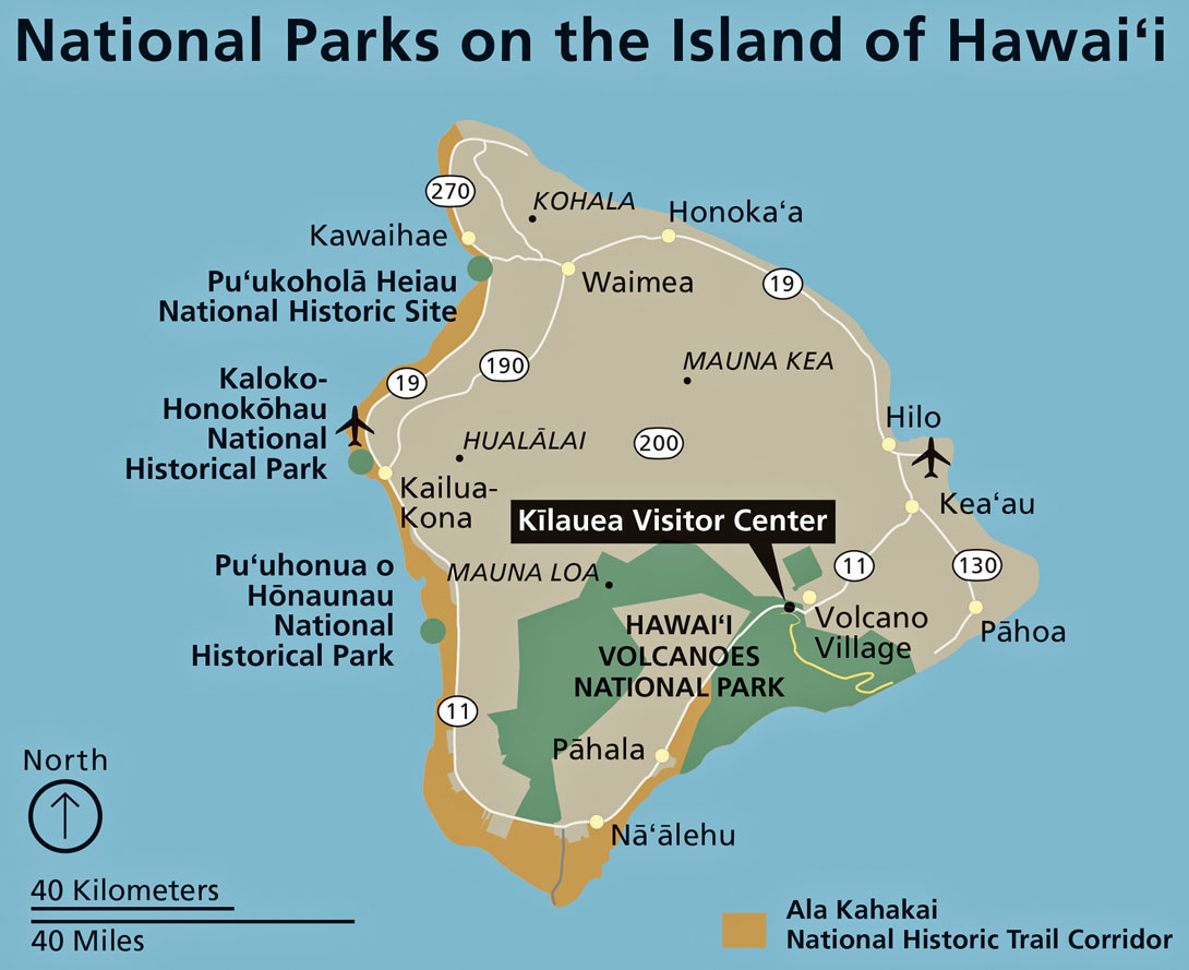 Big Island - Karte der Nationalparks